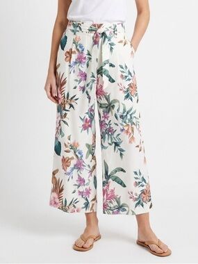 Eliane Rose Ivory Tropical Floral Culottes Size L Large EUC DDR $75